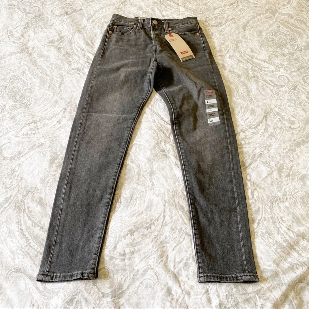 LEVI’S Wedgie Skinny Button Fly Jeans Black NWT - Picture 11 of 12